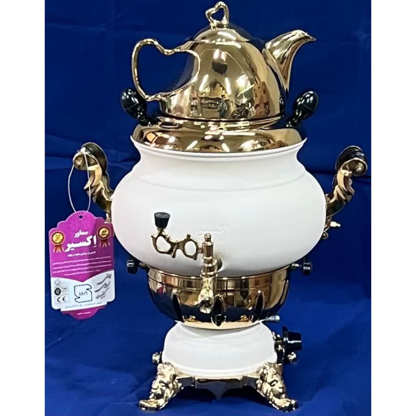 سماور گازی طرح سنگ عدسی کرم طلا  اکسیرExir