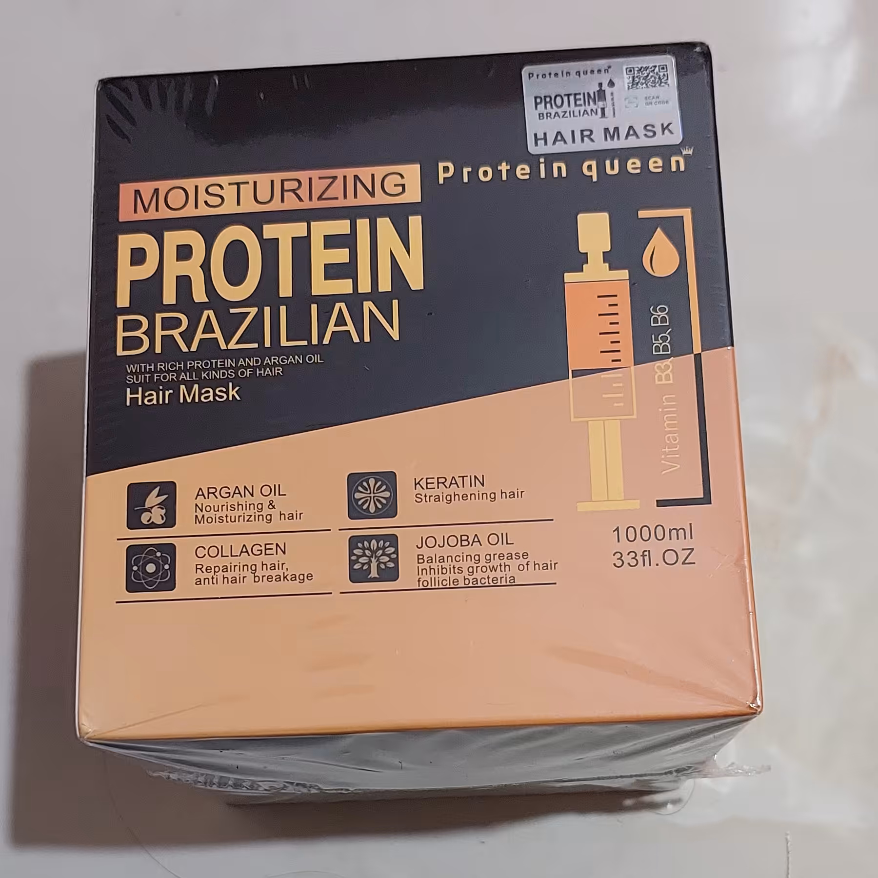 ماسک موی پروتئینه  PROTEIN BRAZILIAN-بدون سولفات، سیلیکون و پارابن-900 میلی لیتر