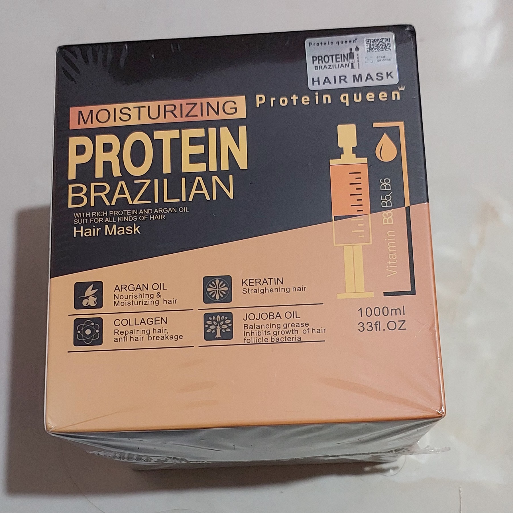 ماسک موی پروتئینه PROTEIN BRAZILIAN-بدون سولفات، سیلیکون و پارابن-900 میلی لیتر