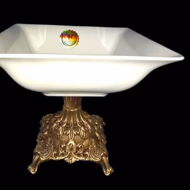 ظرف پذیرایی چندکاره سرامیکی با پایه فلزی