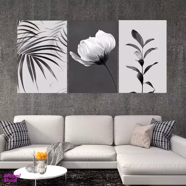 تابلو شاسی بکلیت طرح مدرن گل و برگ مدل SH-1526 مجموعه 3 عددی