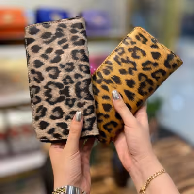 کیف پول پلنگی چرمی