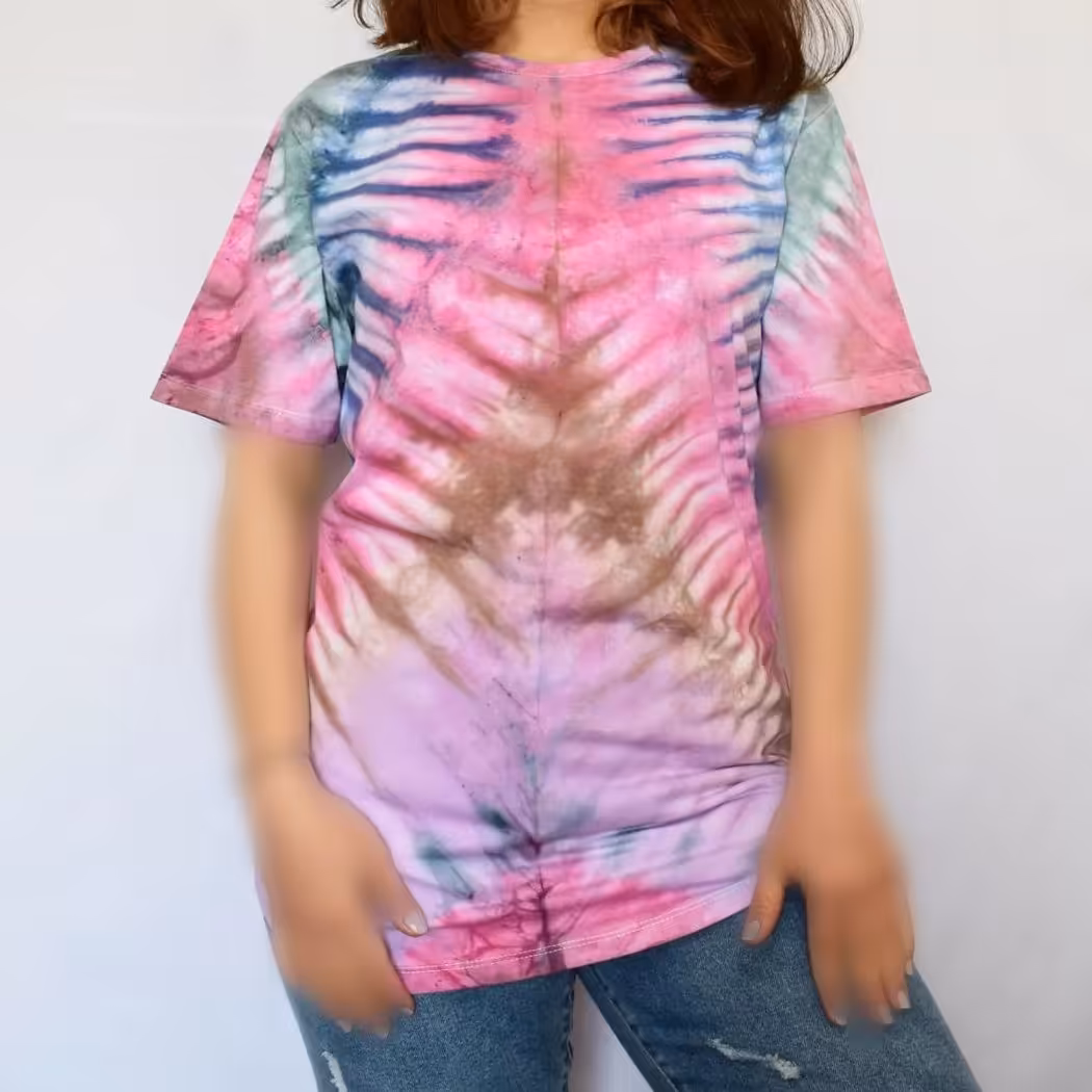 تیشرت تای‌دای ابرنگی مدل کوه رنگی دخترانه و پسرانه نخ پنبه رنگ ثابت