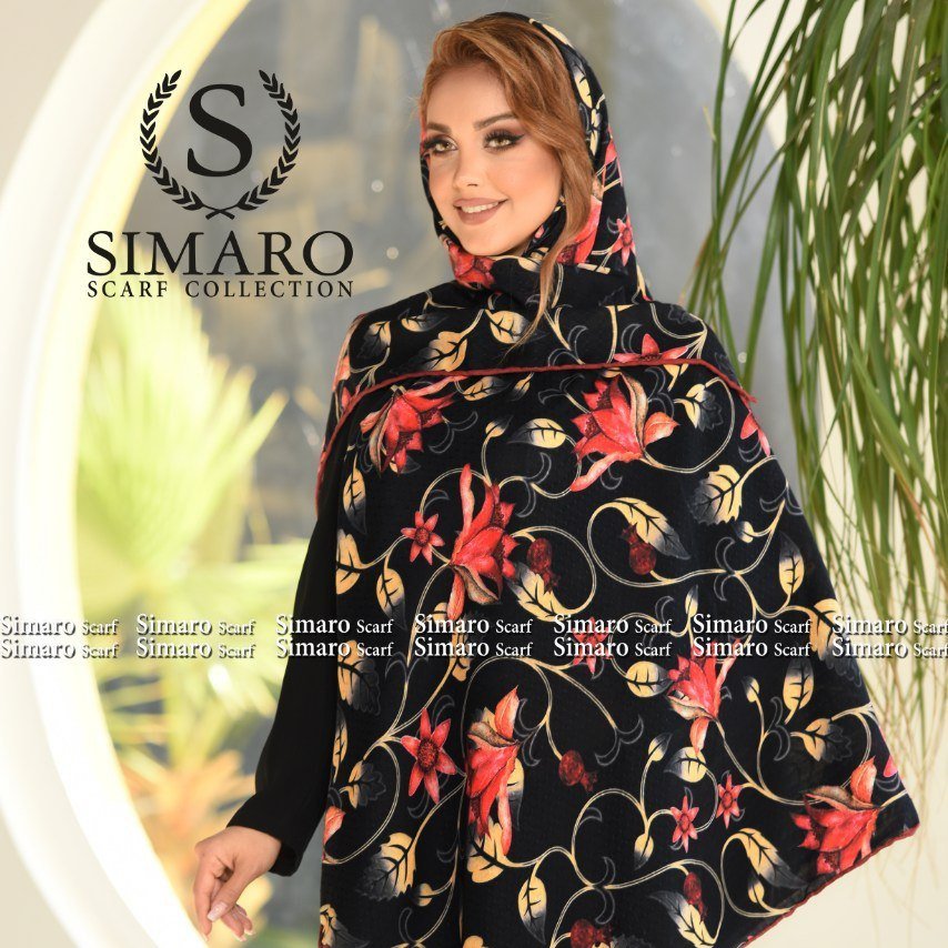 روسری گل اناری نخی قواره 140