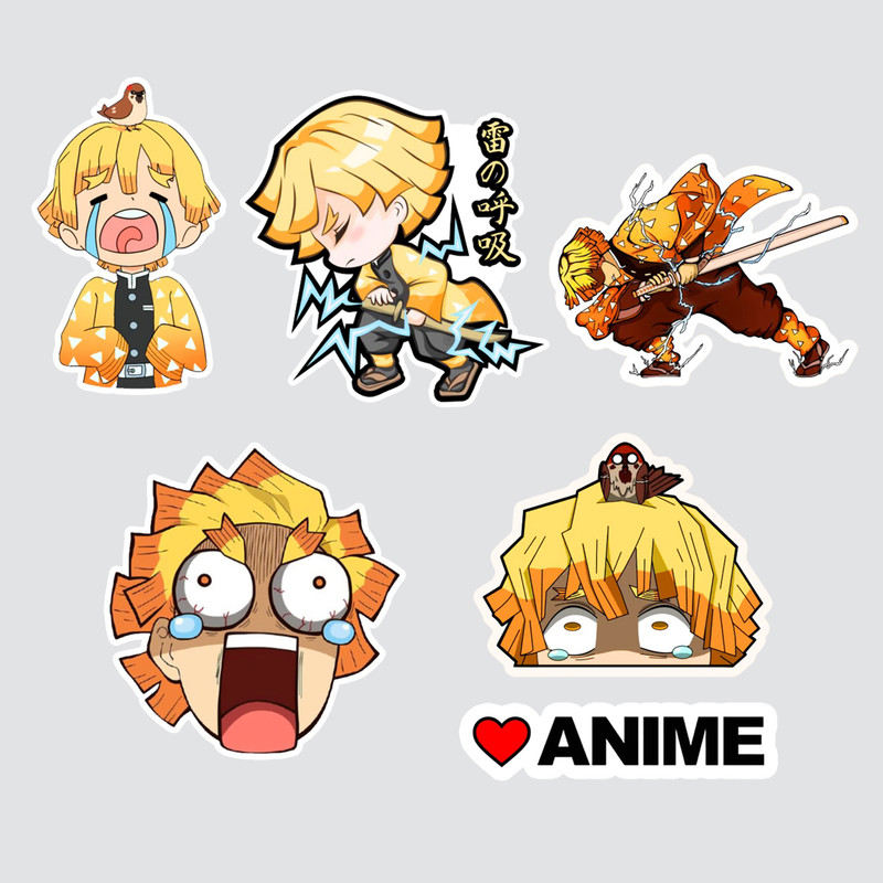 استیکر لپ تاپ پیکسل میکسل مدل انیمه شیطان کش زینیتسو کد 3 مجموعه 5 عددی