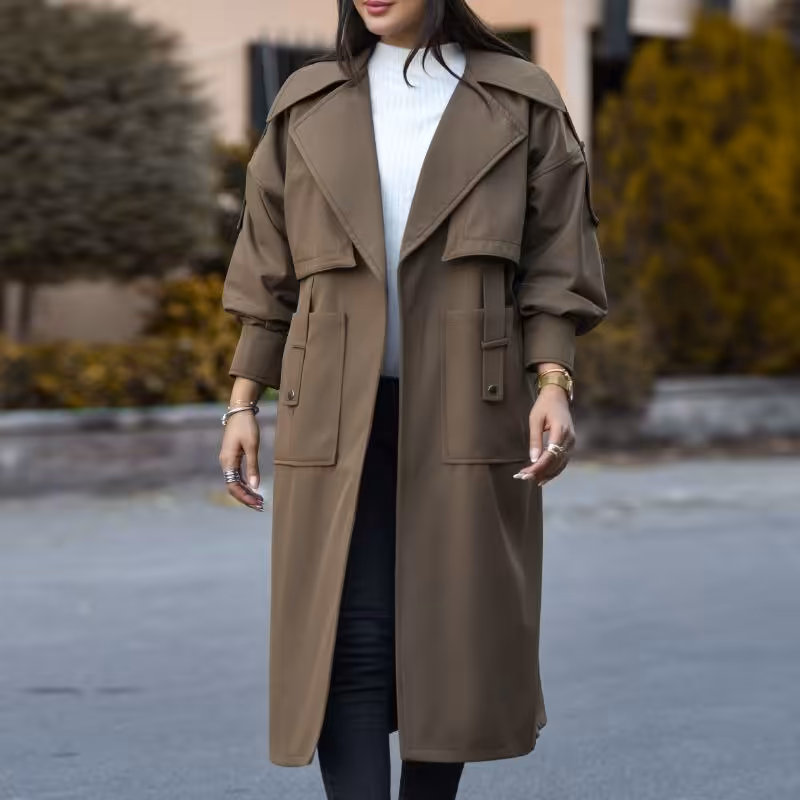 بارانی بلند استردار پاییزی 01