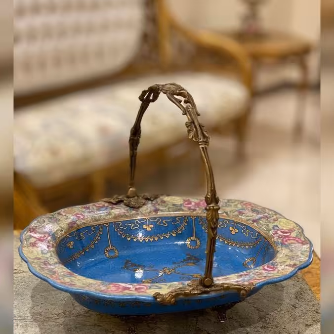 شیرینی خوری سبدی چینی و برنز 