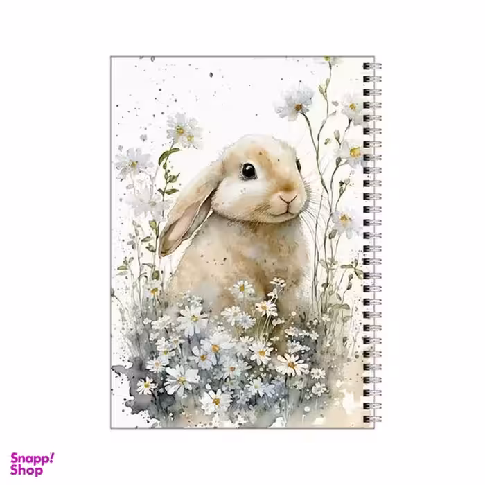 دفتر مشق 100 برگ بامبیلیپ طرح خرگوش و گل های بابونه کد 9306229