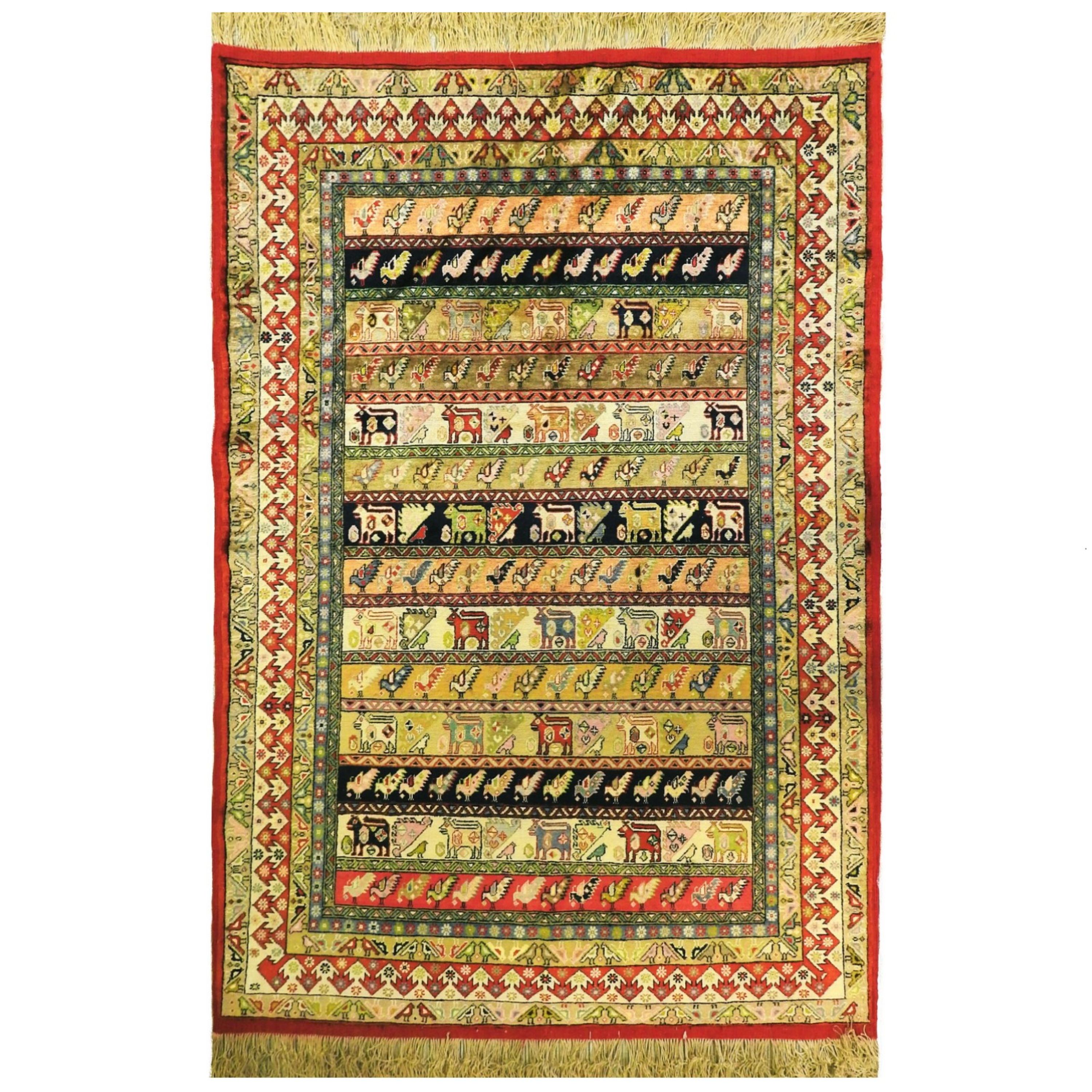 فرش دست بافت  دورو  تمام ابریشم -112-160