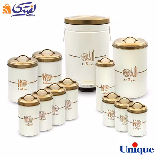 سرویس 12 پارچه فانتزی کرم ایفل درب طلایی یونیک UN-8029