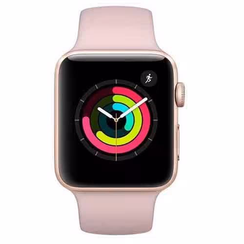 ساعت هوشمند اپل واچ 3 مدل 38mm Gold Aluminum Case with Pink Sand Sport Band