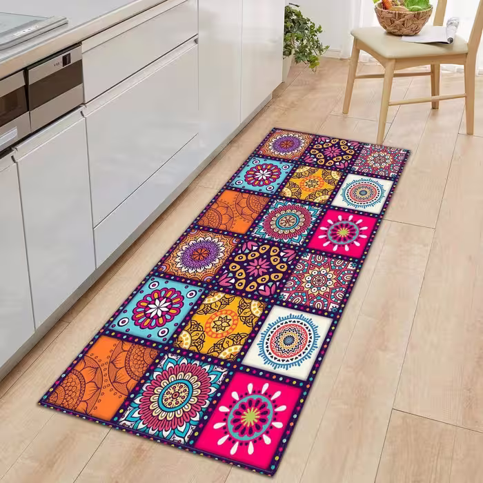 فرشینه مخمل لایکتیک سه لایه سایز 280 در 140 طرح رنگی سنتی