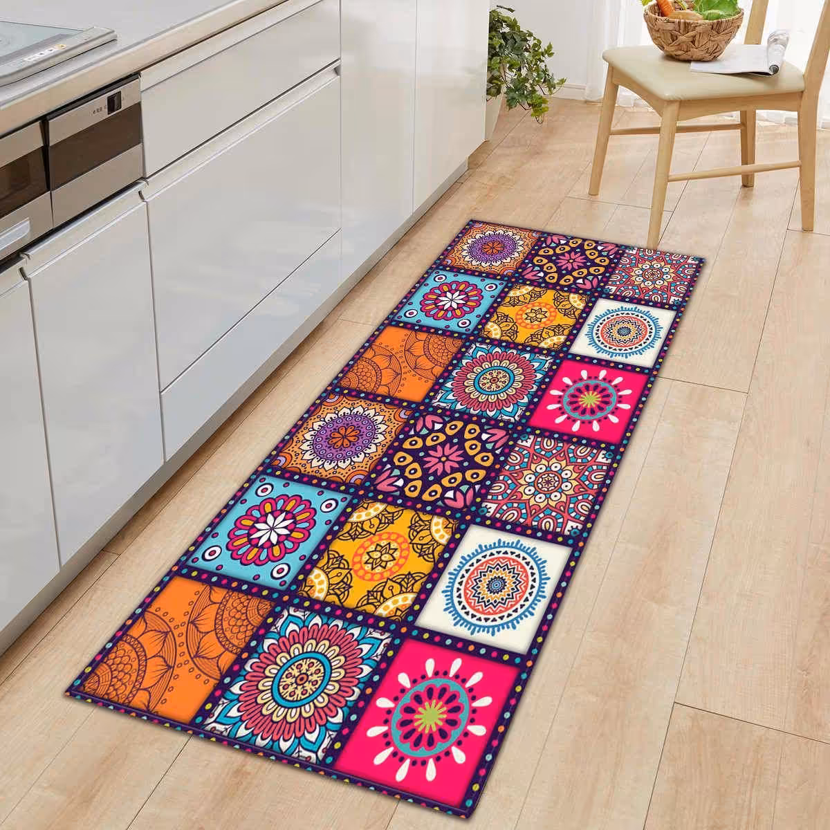 فرشینه مخمل لایکتیک سه لایه سایز 280 در 140 طرح رنگی سنتی