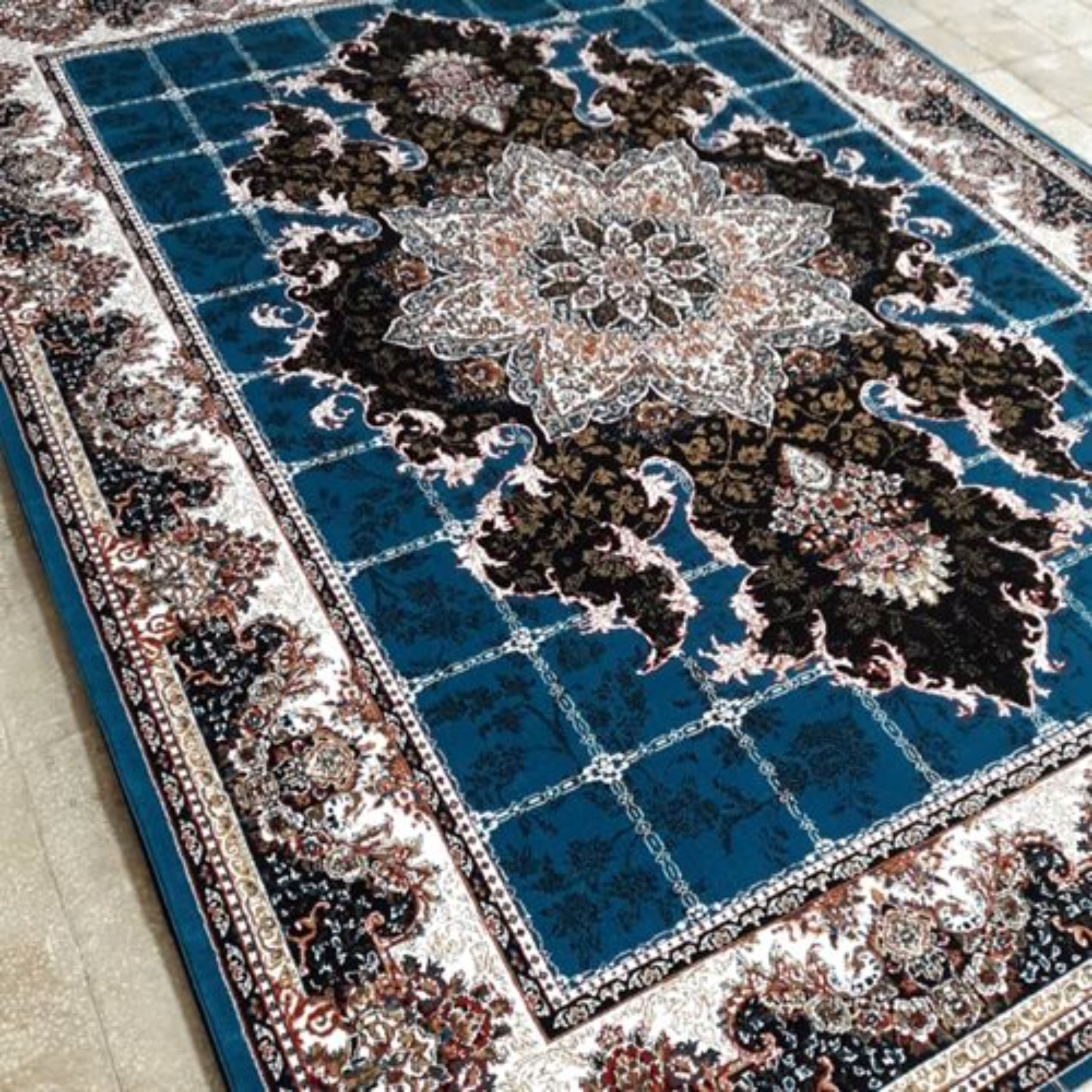 فرش ماشینی ارزان کاشان 440 شانه نقشه هیوا 6متری