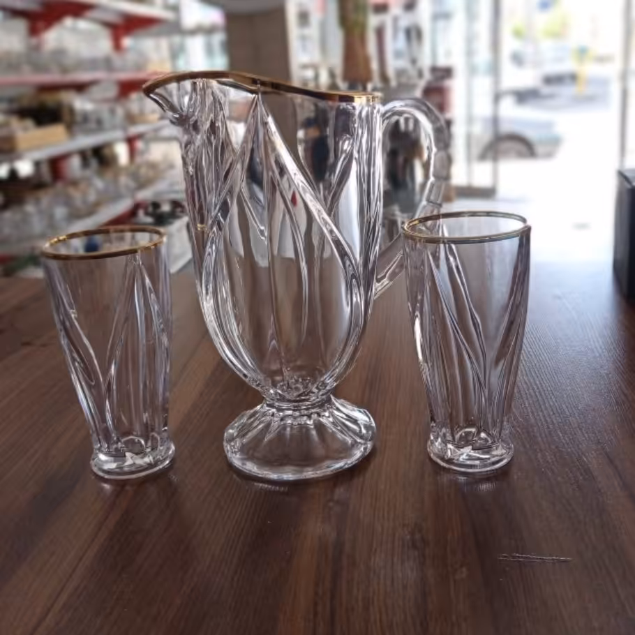 پارچ و لیوان لب طلا کاراکاس. لب طلا هلندی