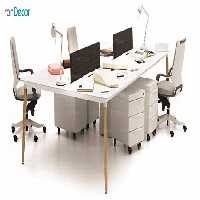میز کار گروهی پایه چوبی نظری مدل ارا صفحه ام دی اف با دیوایدر