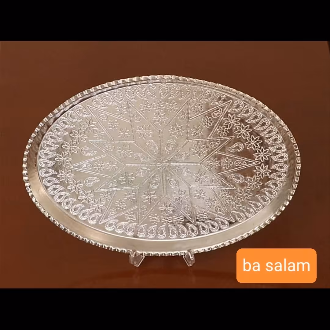 سینی مسی بیضی سفید 24 سانتی