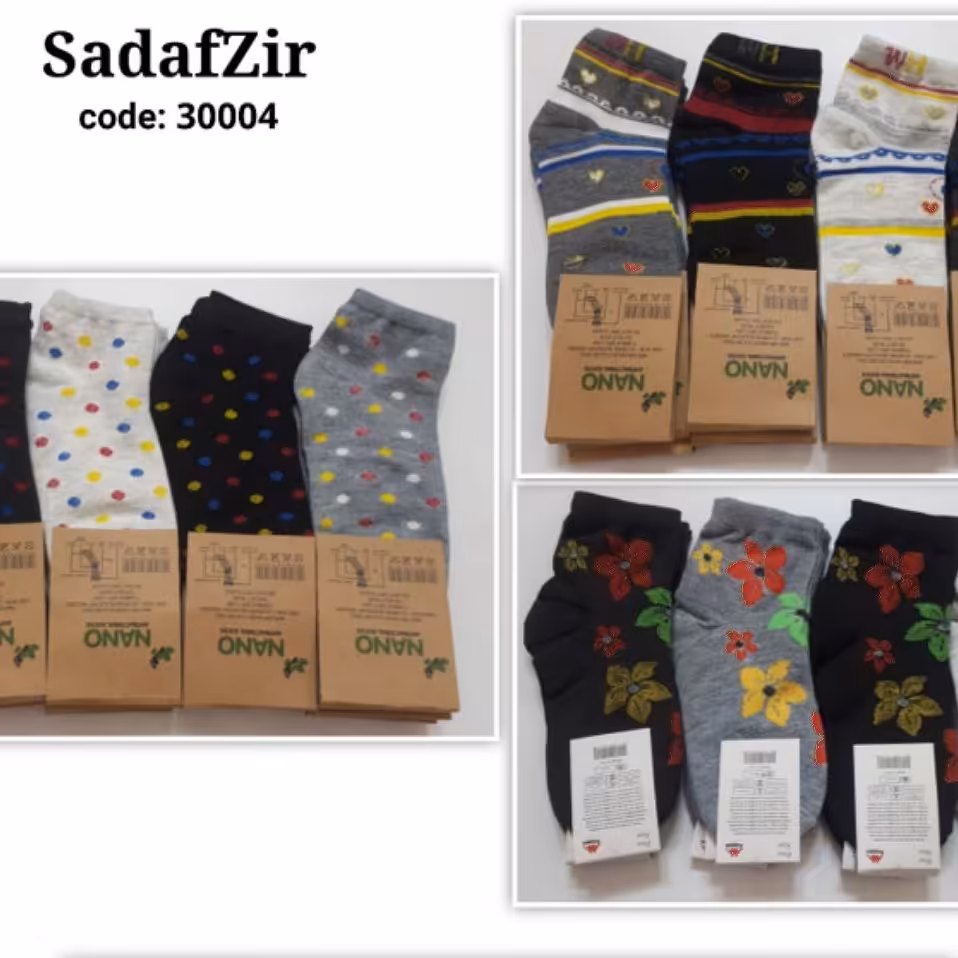 جوراب نخی اسپرت دخترانه و زنانه 12 عددی..