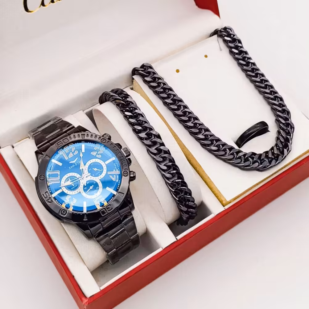 ست ساعت و سرویس مردانه مشکی