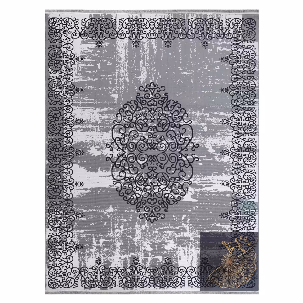 گلیم ماشینی  طرح اطلسی نقره ای( 1 در  1.5 ) یک و نیم متری 6رنگ وزن 2کیلوگرم