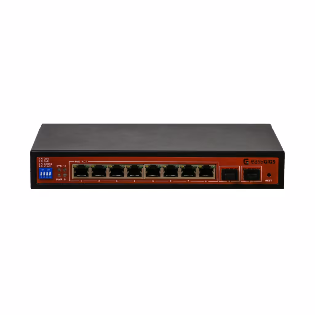 قیمت و خرید سوییچ 8 پورت مدیریتی PoE ایزی‌گیگز مدل SWU-2451-10GPS | نت ران