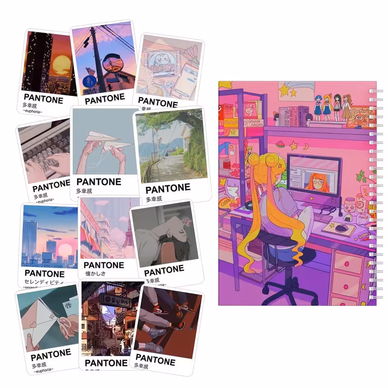 دفتر نقاشی باژیکان طرح انیمه پنتون 90s کد 20100951 به همراه برچسب مجموعه 12 عددی