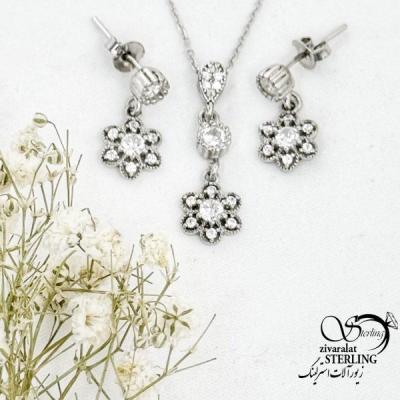 نیمست نقره طرح گل با نقره 925 عیار ایتالیا کد 17297