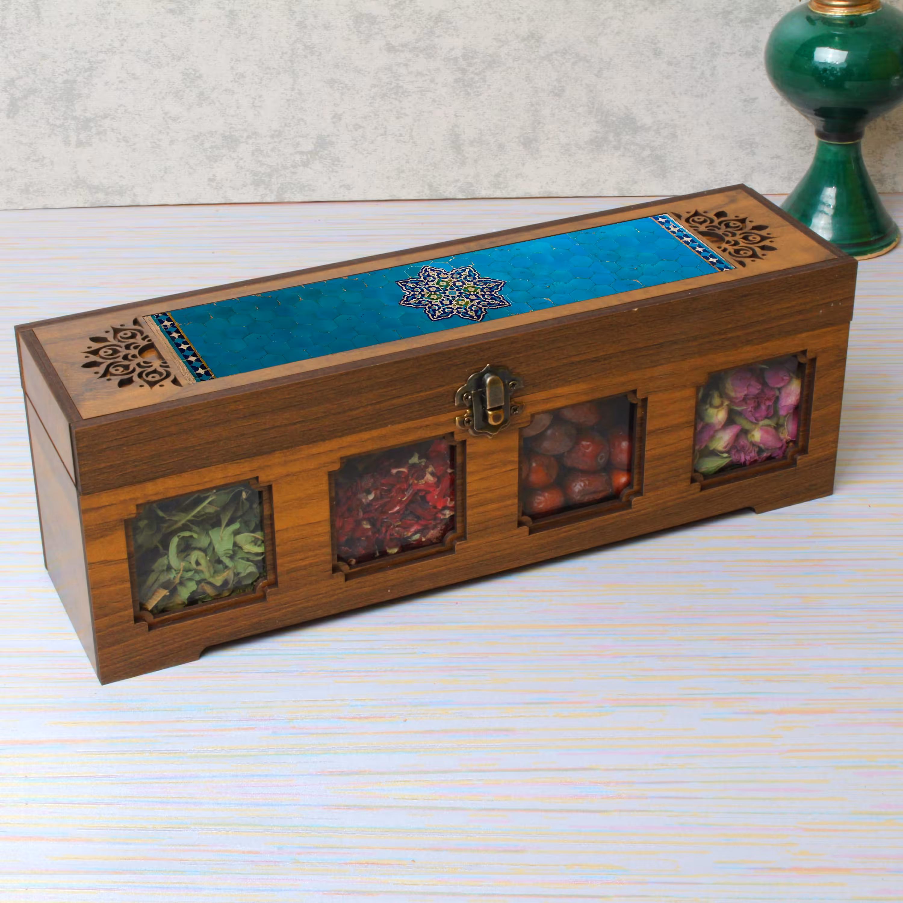 جعبه دمنوش تنقلات و ادویه مدل رز کد205