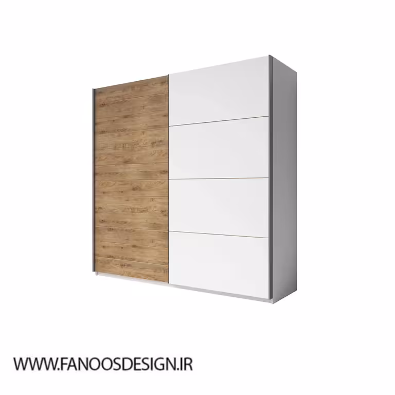 کمد لباس 2 درب کشویی نسکافه ای سفید سایز 270*201*61 کد 8853