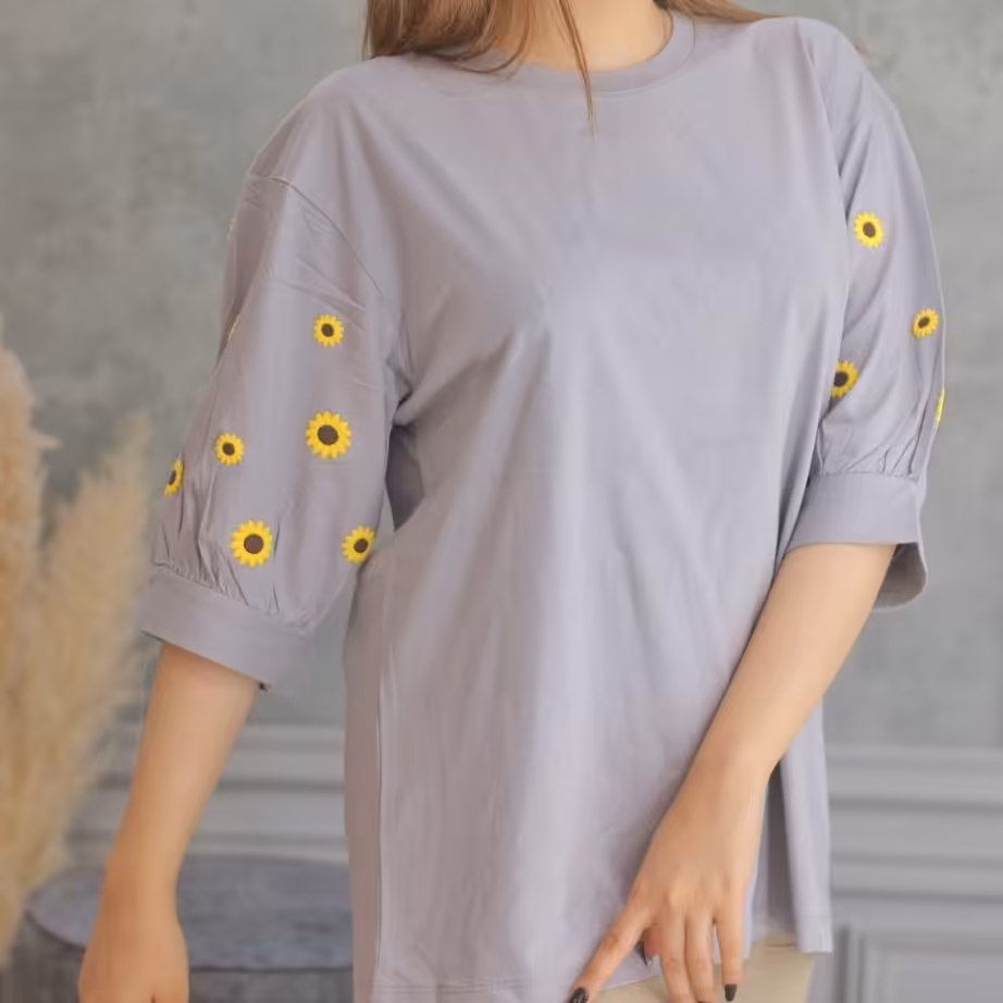 بلوز آستین سه ربع آفتابگردان