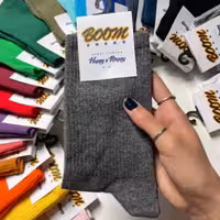 جوراب خاکستری ساقدار ساده پنبه فری سایز