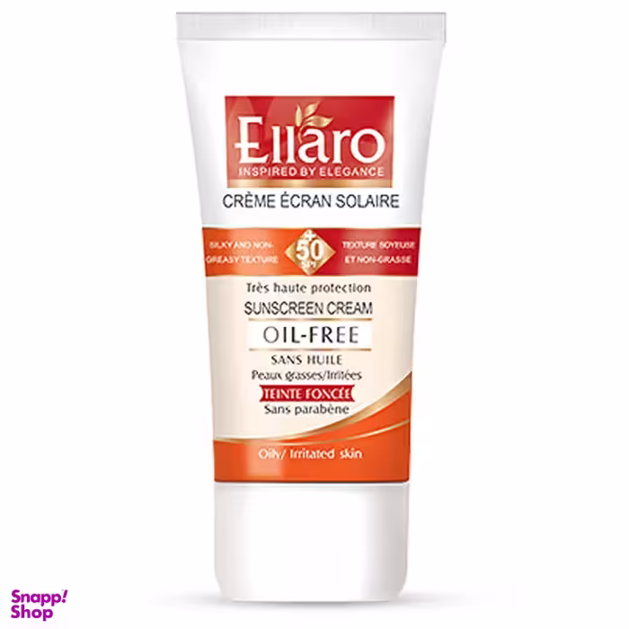 کرم ضد آفتاب فاقد پارابن الارو (Ellaro) مناسب پوست های چرب با SPF 50 رنگ بژ روشن