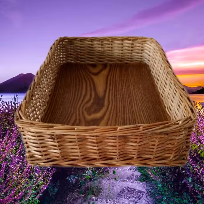 سبد نان  حصیری مستطیل بزرگ تیناسادات شاپ تضمین کیفی خودرنگ 20در30در حدودا 8