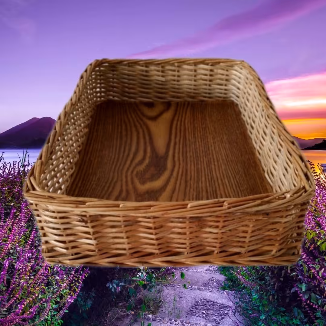 سبد نان  حصیری مستطیل بزرگ تیناسادات شاپ تضمین کیفی خودرنگ 20در30در حدودا 8