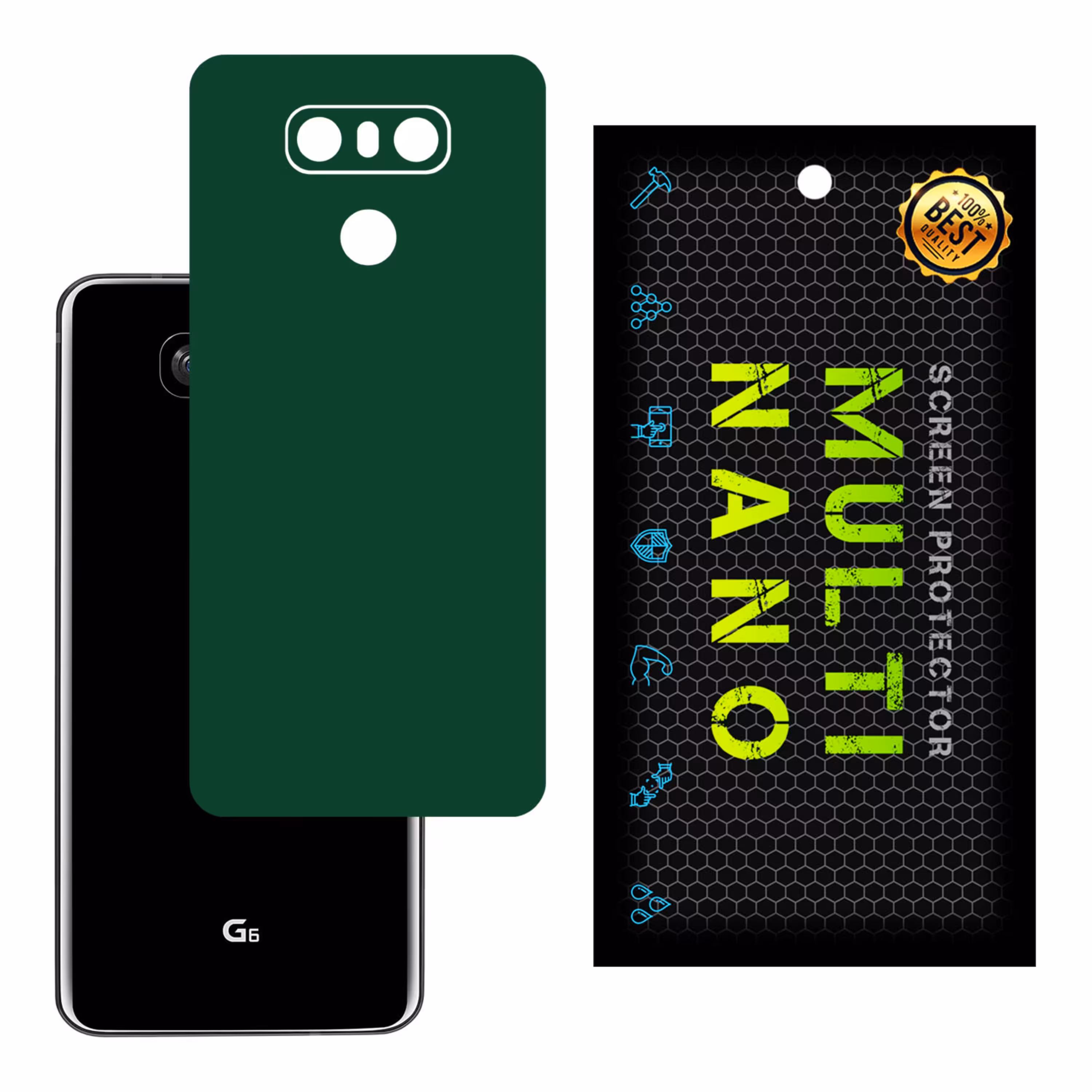 برچسب پوششی MultiNano مدل X-F1M-Green برای پشت موبایل ال جی G6 Plus 
