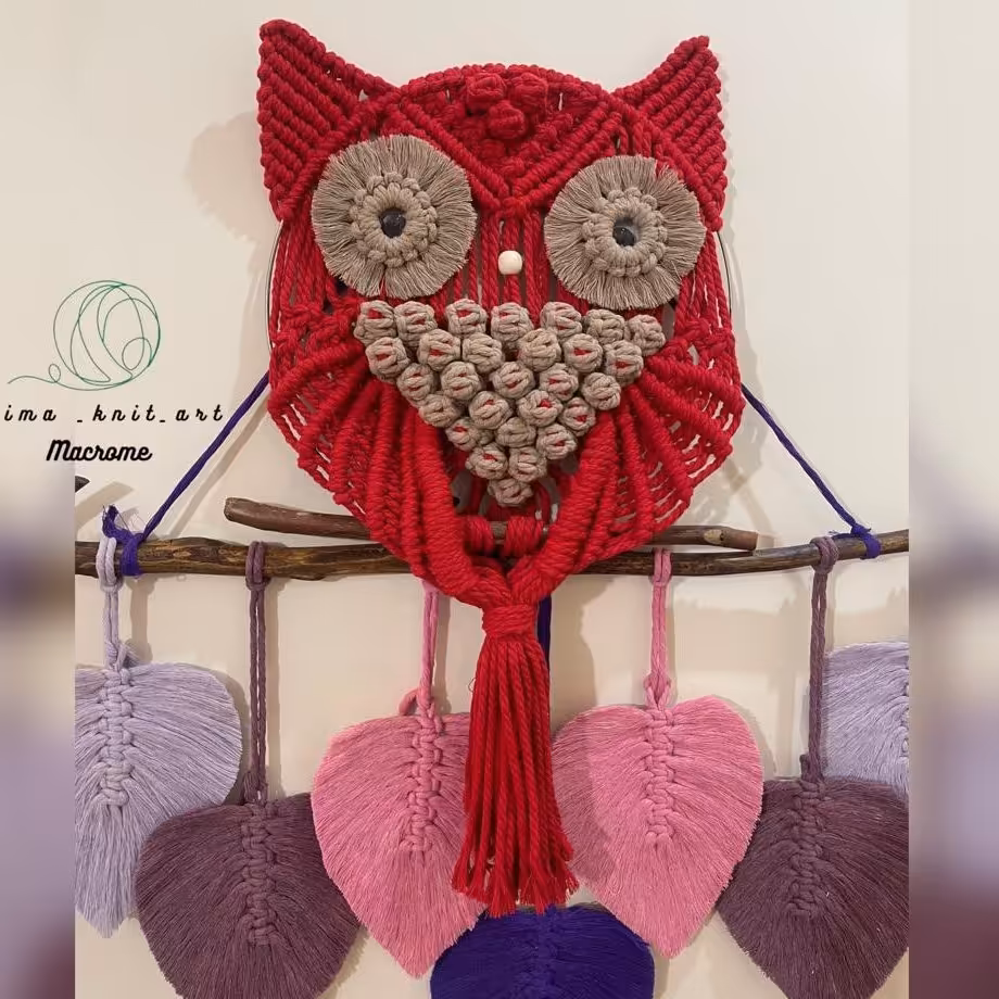 جغد مکرومه بافی 