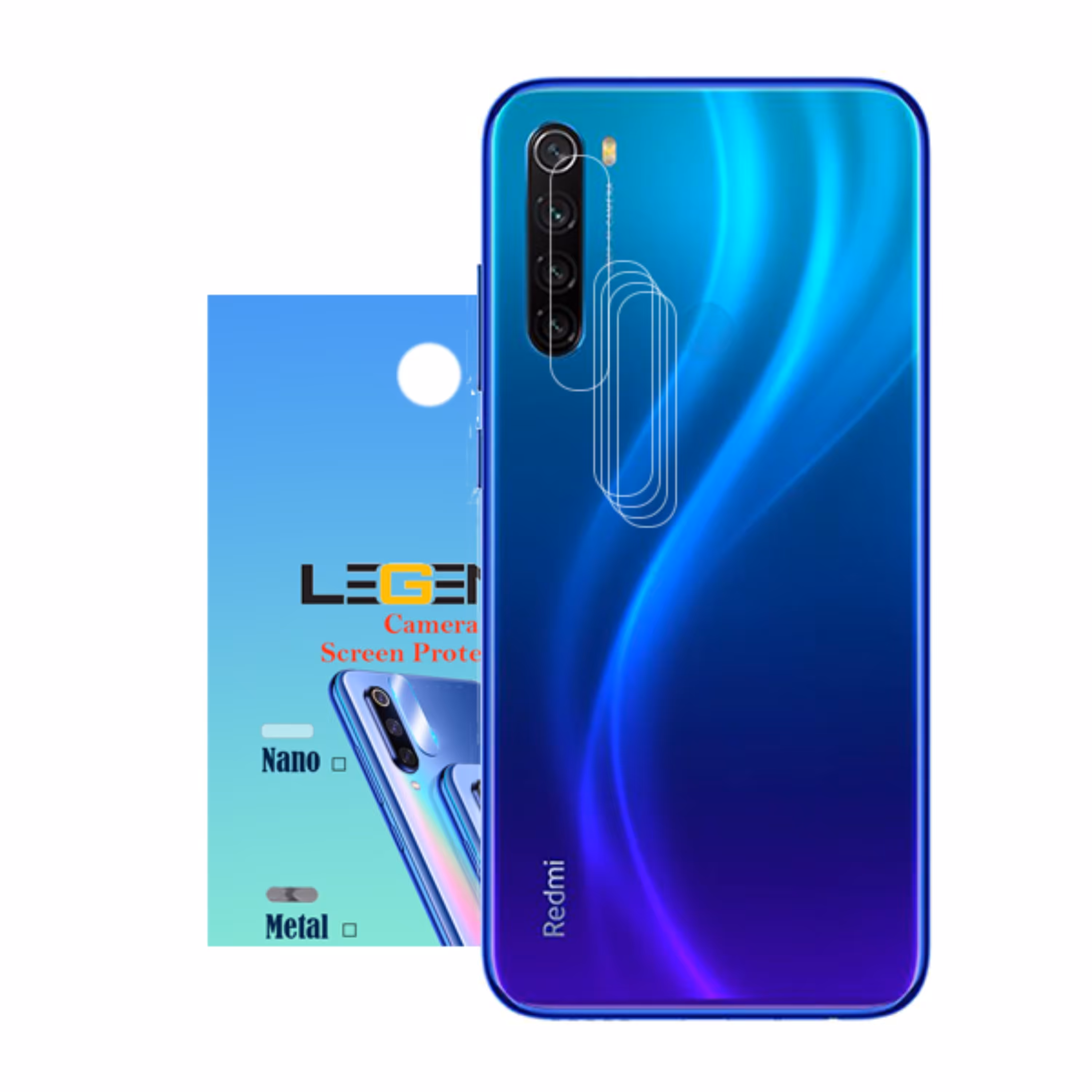 محافظ لنز دوربین لجند مدل نانو گلس مناسب موبایل شیائومی Note 8 بسته 5 عددی