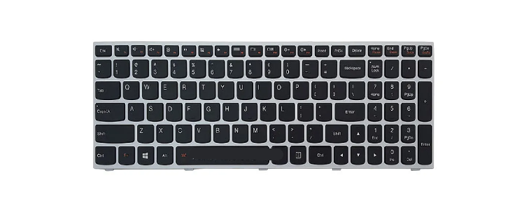 کیبورد لپ تاپ لنوو مدل IdeaPad G50-70 مشکی با بک لایت با فریم نقره ای