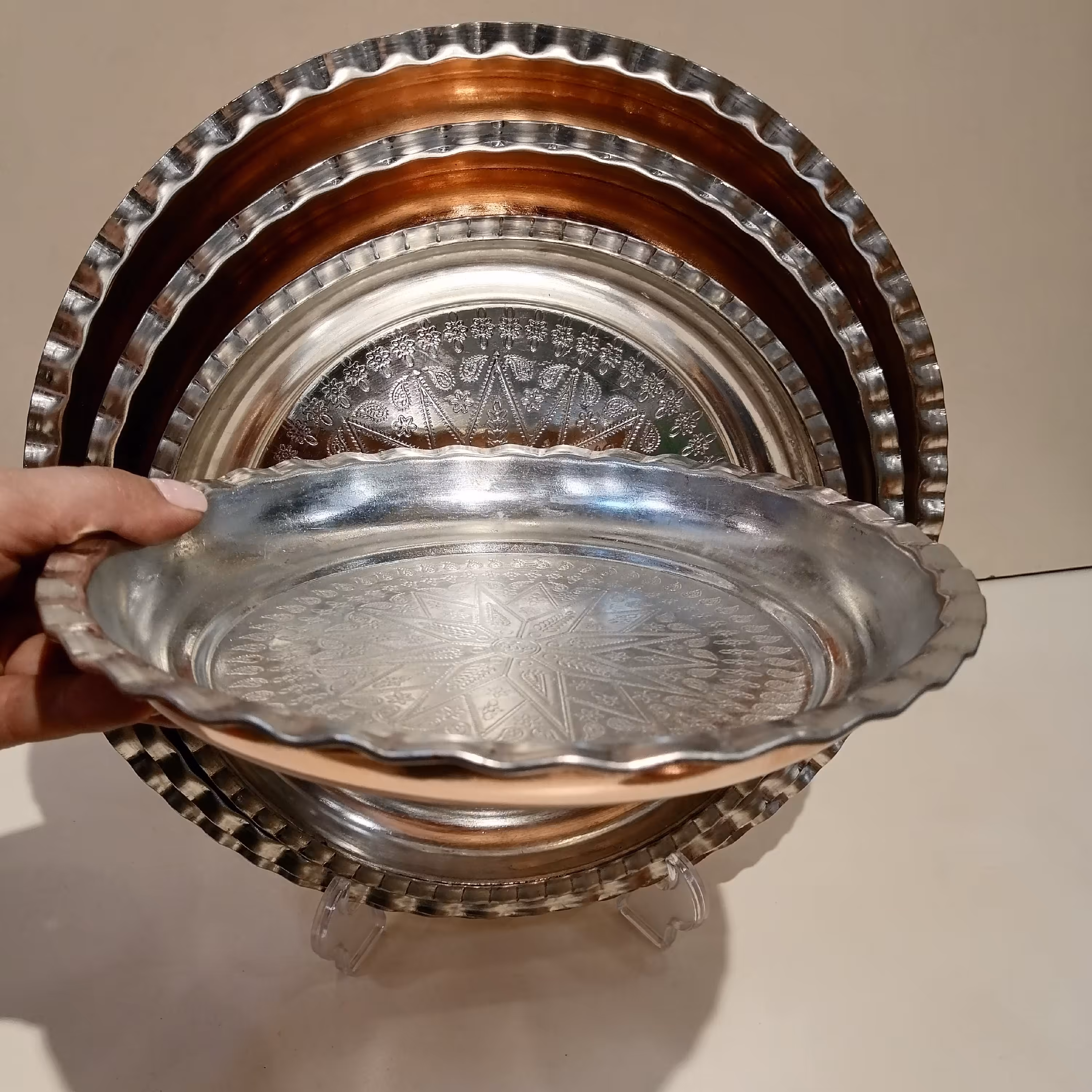 سینی مسی لبه دار سایز 2