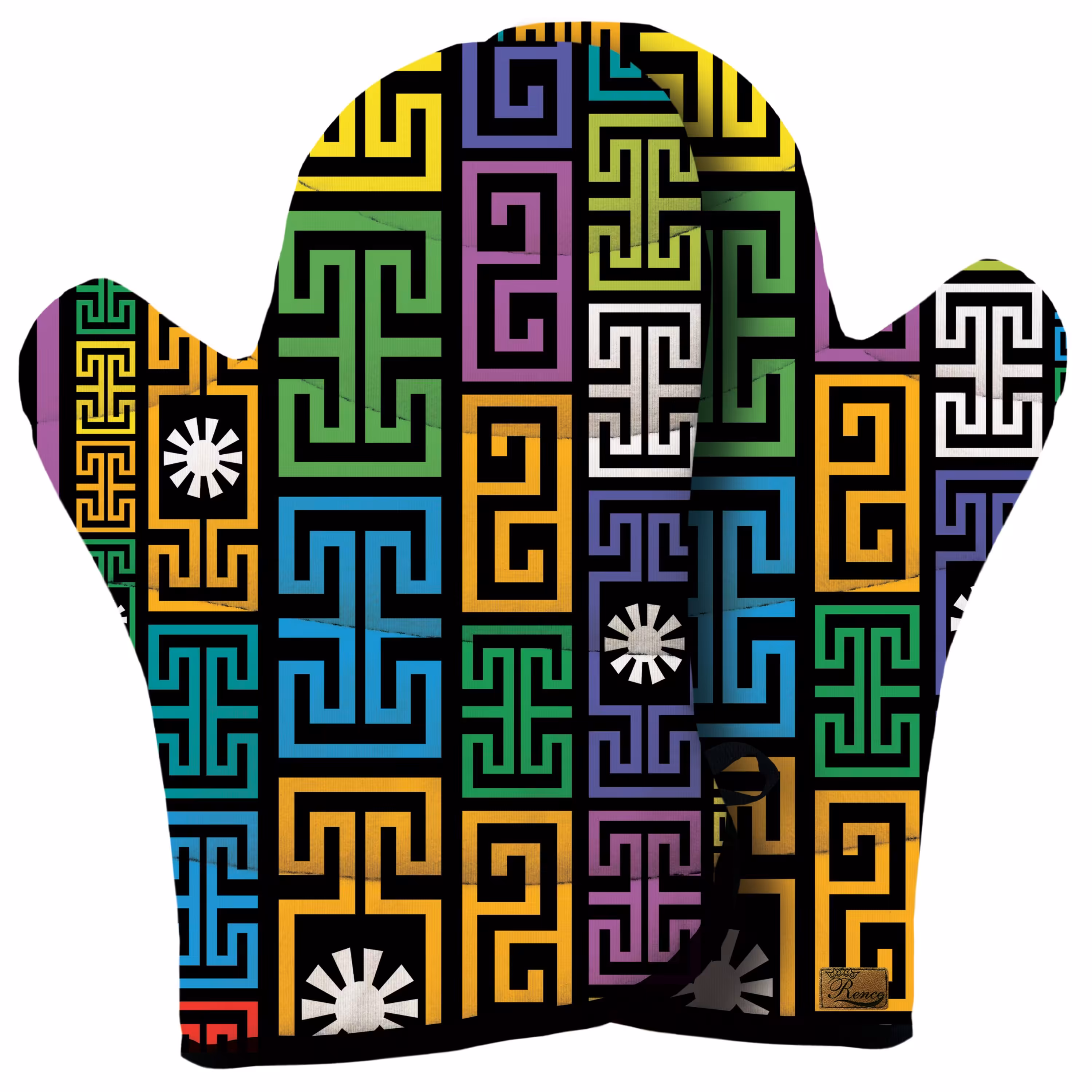 دستکش فر پارچه ای نسوز مخمل دو رو چاپ طرح رنگی سایز 20 در 32 مدل F1-146 شرکت رنس