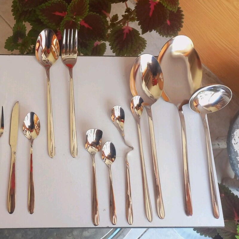 سرویس قاشق و چنگال 144پارچه یونیک استیل نگیر 4میل (طرح دونا)