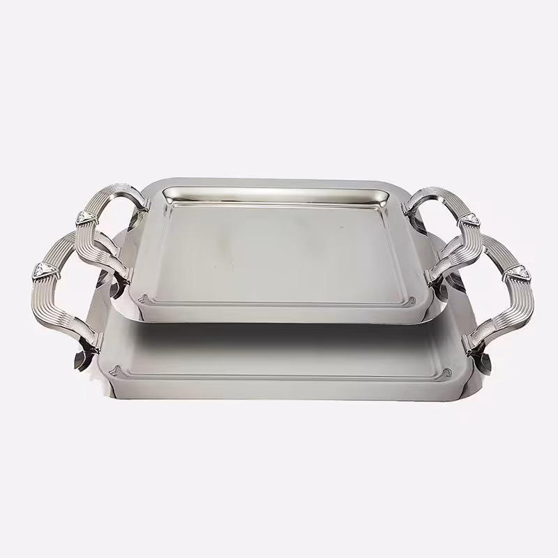 سینی استیل دو تکه نگین دار یونیک کد3812 (خارجی وارداتی)