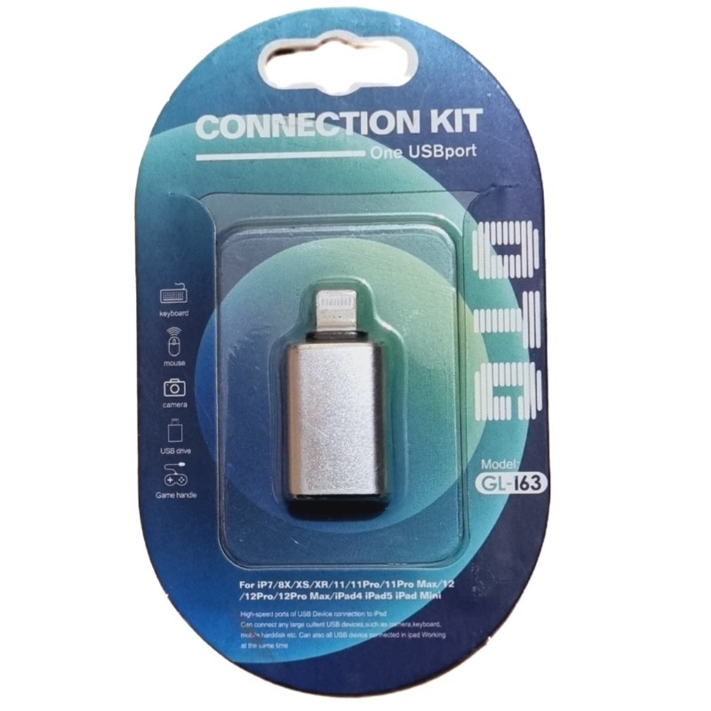 مبدل  لایتنینگ OTG مدل GL-163 (رنگ نقره ای)