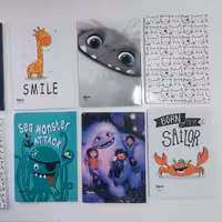 دفتر 60 برگ تک خط ته چسب جلد گلاسه طرح کلاسیک الیپون آساناپخش 