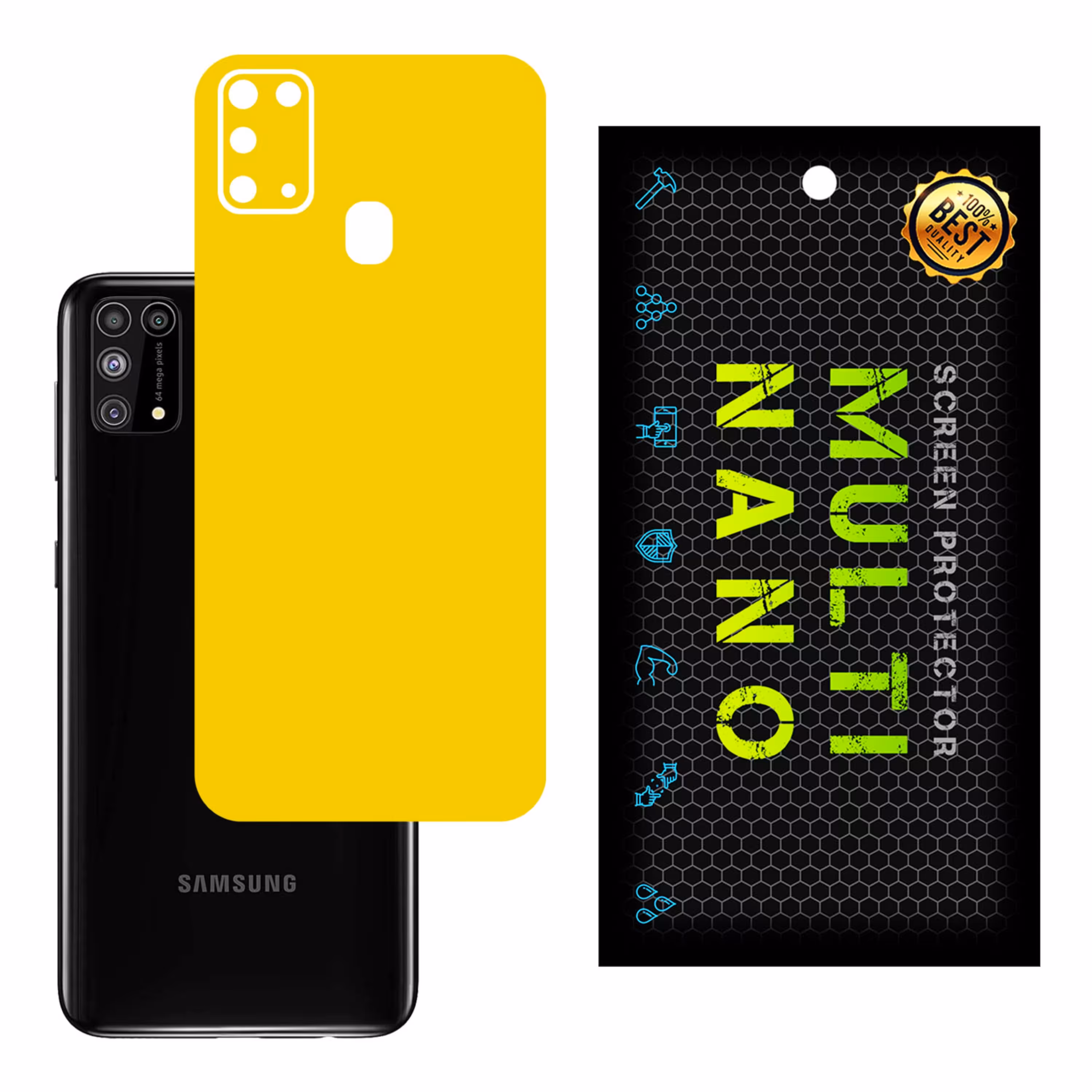 برچسب پوششی MultiNano مدل X-F1M-Yellow برای پشت موبایل سامسونگ M31 Prime