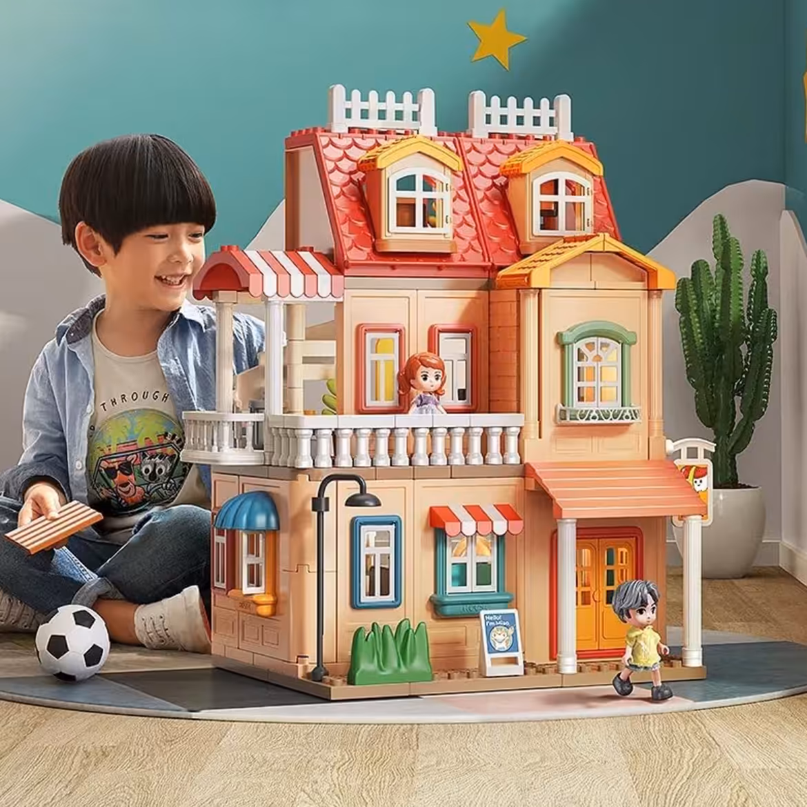 خانه ساختنی عروسکی بزرگ زیبا  با وسایل و دوعدد فیگور 246قطعه