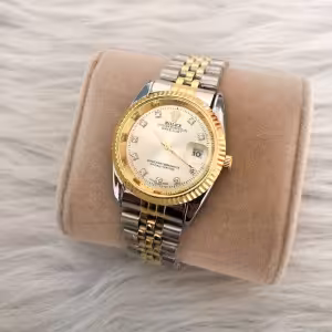 ساعت رولکس بنداستیل دورنگ صفحه طلایی مردانه