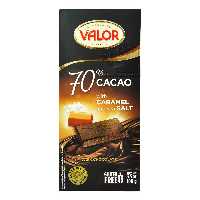 شکلات تلخ 70 درصد با طعم کارامل و نمک دریا بدون گلوتن 100 گرم والور - valor