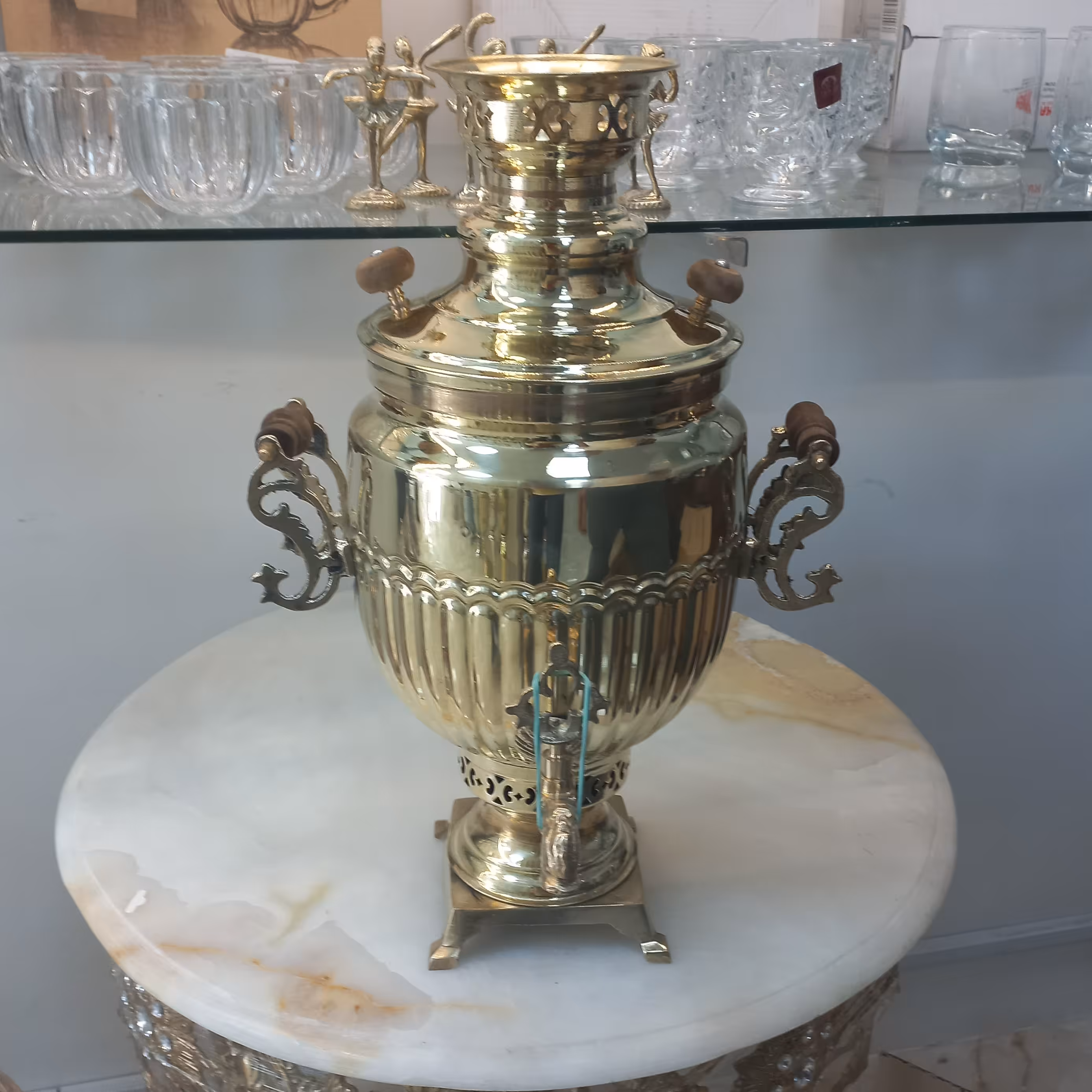 سماور زغالی 8لیتری برنزی تبریز