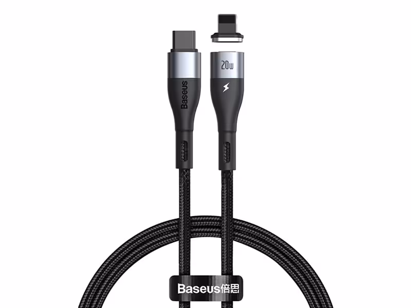 کابل آهنربایی تایپ سی به لایتنینگ سریع بیسوس Baseus Zinc Magnetic Type-C to iP PD 20W Cable 2m CATLXC-01